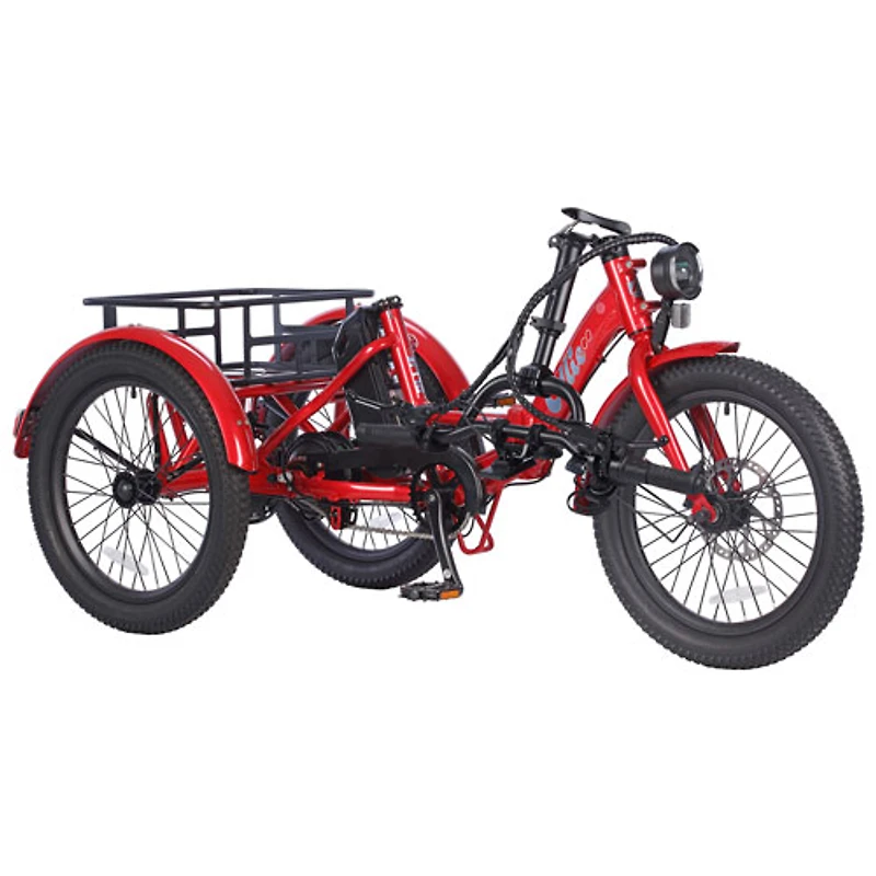 Tricycle électrique pliable à cadre bas Leo de Ollie (moteur 500 W/autonomie 65 km/vitesse maximale 22 km/h) - Rouge