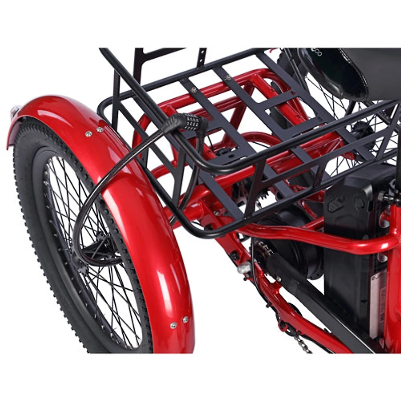 Tricycle électrique pliable à cadre bas Leo de Ollie (moteur 500 W/autonomie 65 km/vitesse maximale 22 km/h) - Rouge