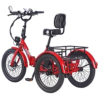 Tricycle électrique pliable à cadre bas Leo de Ollie (moteur 500 W/autonomie 65 km/vitesse maximale 22 km/h) - Rouge