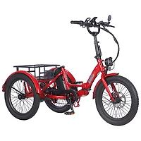 Tricycle électrique pliable à cadre bas Leo de Ollie (moteur 500 W/autonomie 65 km/vitesse maximale 22 km/h) - Rouge