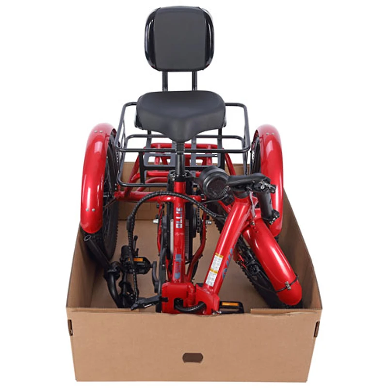 Tricycle électrique pliable à cadre bas Leo de Ollie (moteur 500 W/autonomie 65 km/vitesse maximale 22 km/h) - Rouge