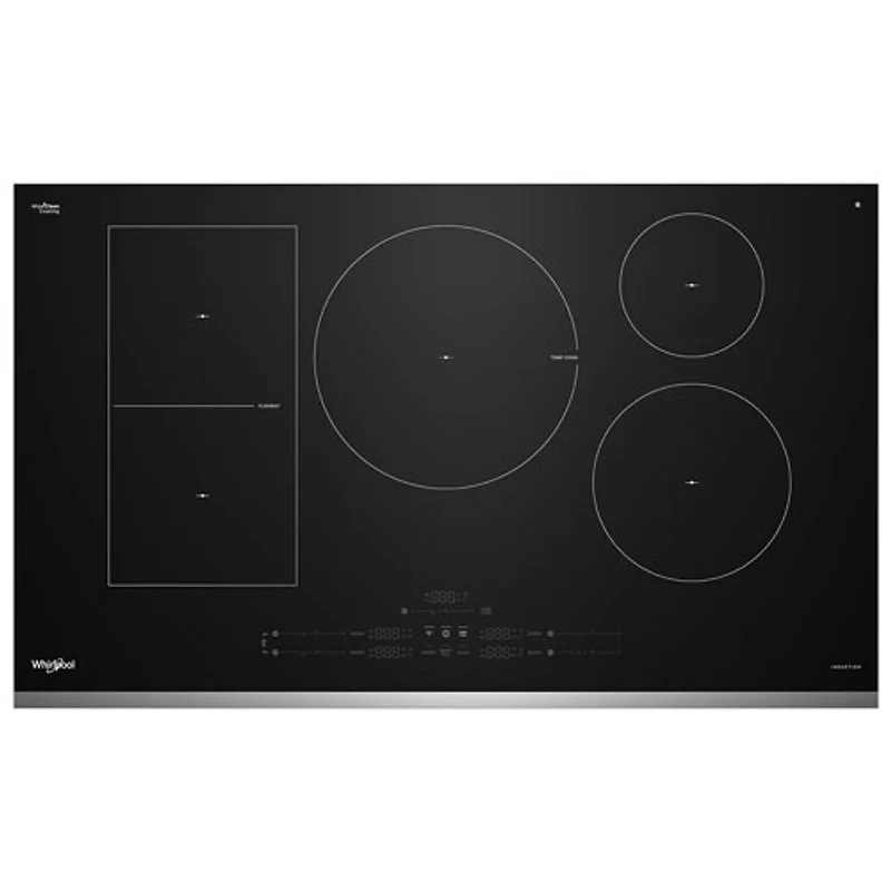 Whirlpool Intelligent 36" 5-Element Induction Cooktop (WCIT7536SS) - Black Glass/Stainless Steel