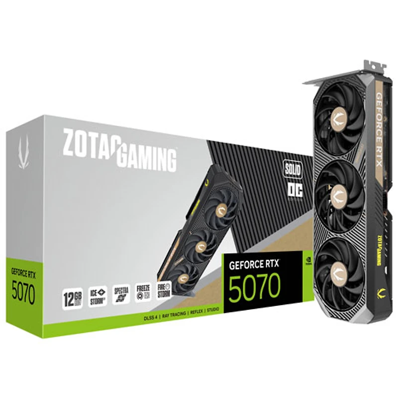 Carte graphique de jeu GeForce RTX 5070 Solid OC 12 Go GDDR7 de ZOTAC
