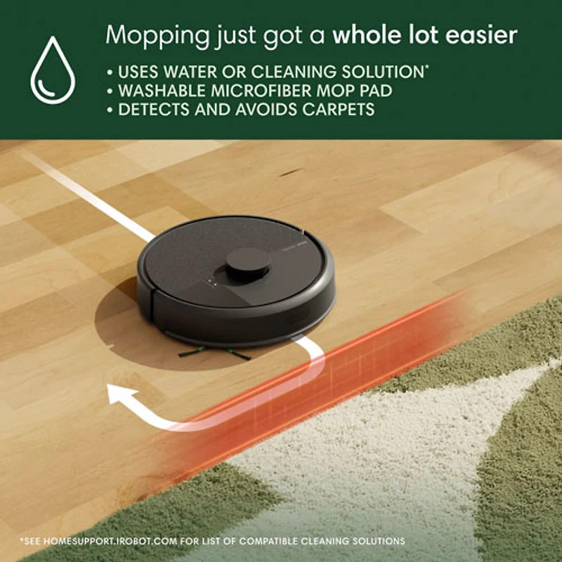 Aspirateur robot à vadrouille connecté Wi-Fi Roomba 105 Combo d'iRobot - Noir