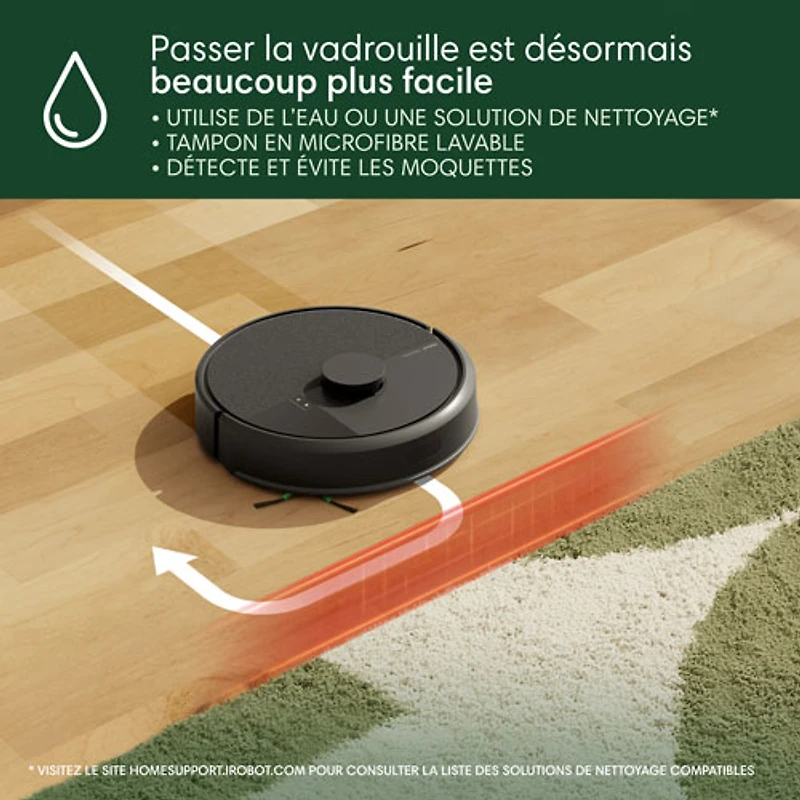 Aspirateur robot à vadrouille connecté Wi-Fi Roomba 105 Combo d'iRobot - Noir