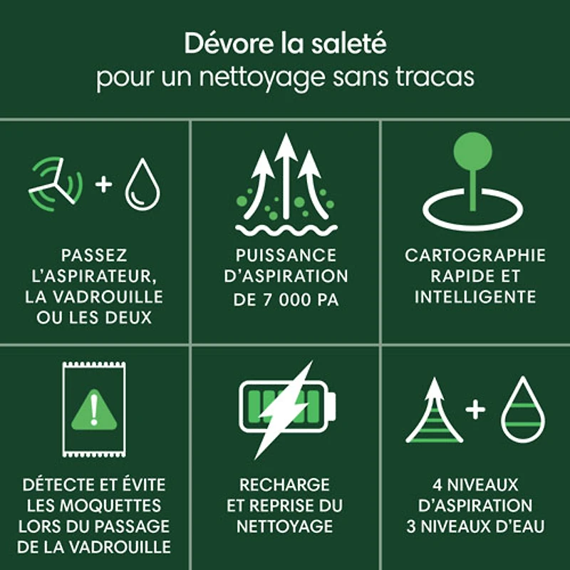 Aspirateur robot à vadrouille connecté Wi-Fi Roomba 105 Combo d'iRobot - Noir