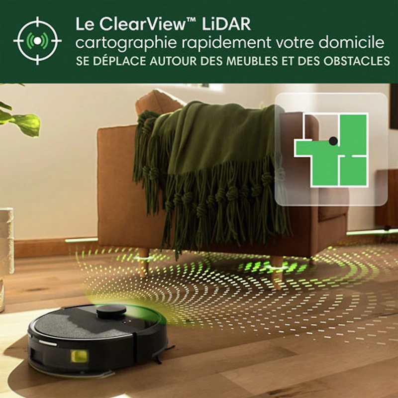 Aspirateur robot à vadrouille connecté Wi-Fi Roomba 105 Combo d'iRobot - Noir