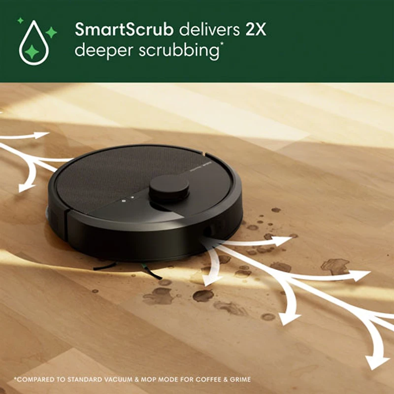 Aspirateur robot à vadrouille connecté Wi-Fi à vidage automatique Roomba Plus 405 Combo d'iRobot - Noir