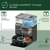Aspirateur robot à vadrouille connecté Wi-Fi à vidage automatique Roomba Plus 505 Combo d'iRobot - Noir