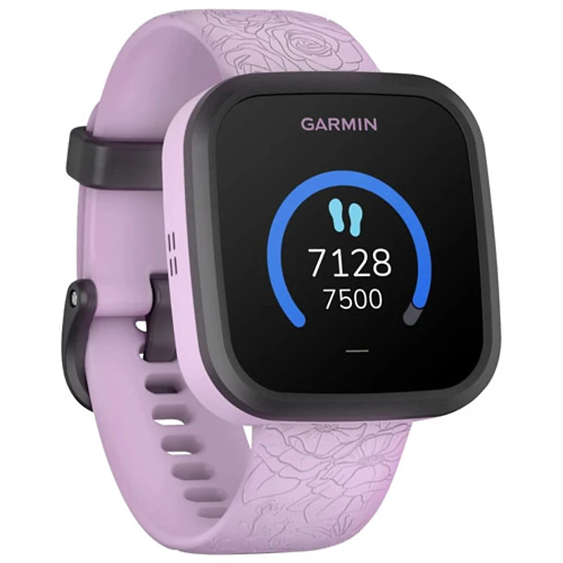 Montre intelligente pour enfants Bounce 33,1 mm de Garmin - Rose fleuri