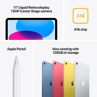 iPad A16 de 11 po et de Go avec Wi-Fi 6 et 5G d'Apple (11e génération