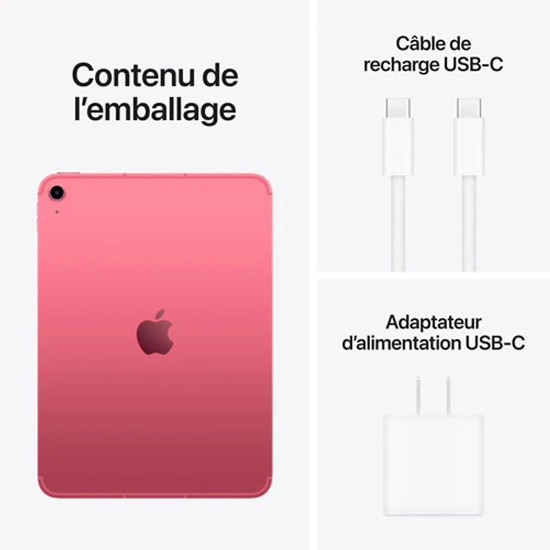 iPad A16 de 11 po et de 128 Go avec Wi-Fi 6 et 5G d'Apple (11e génération) - Rose
