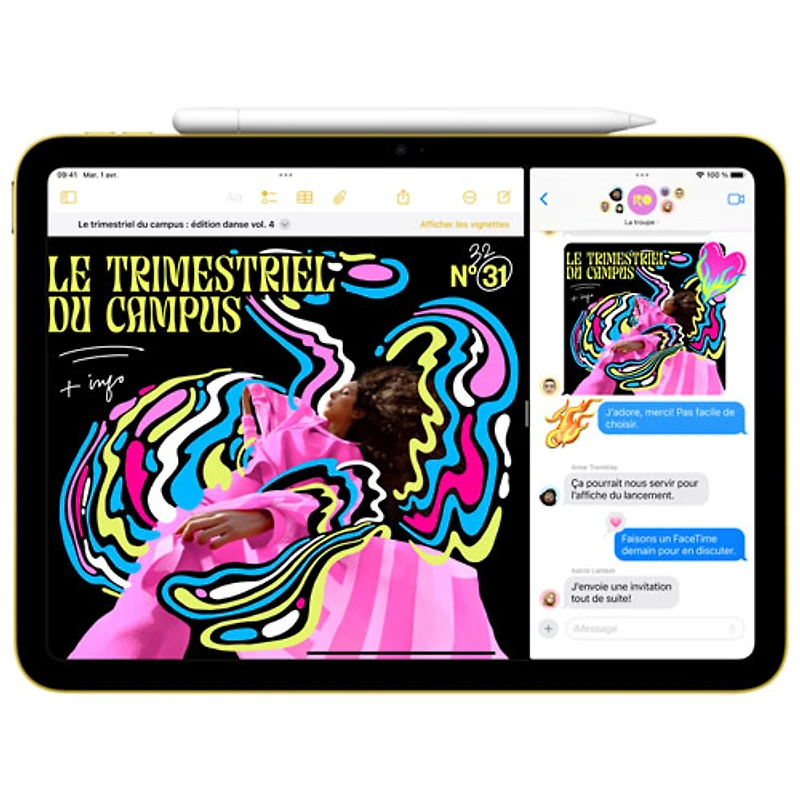 iPad A16 de 11 po et de 256 Go avec Wi-Fi 6 et 5G d'Apple (11e génération) - Jaune