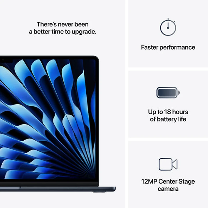 MacBook Air de 15,3 po avec Touch ID d'Apple (2025) - Minuit (M4 d'Apple/RAM Go/SSD Go