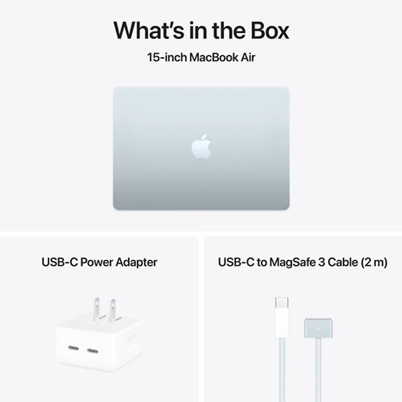 MacBook Air de 15,3 po avec Touch ID d'Apple (2025) - Bleu ciel (M4 d'Apple/RAM 24 Go/SSD 512 Go) - Français