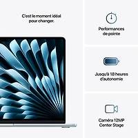 MacBook Air de 15,3 po avec Touch ID d'Apple (2025) - Bleu ciel (M4 d'Apple/RAM 24 Go/SSD 512 Go) - Anglais