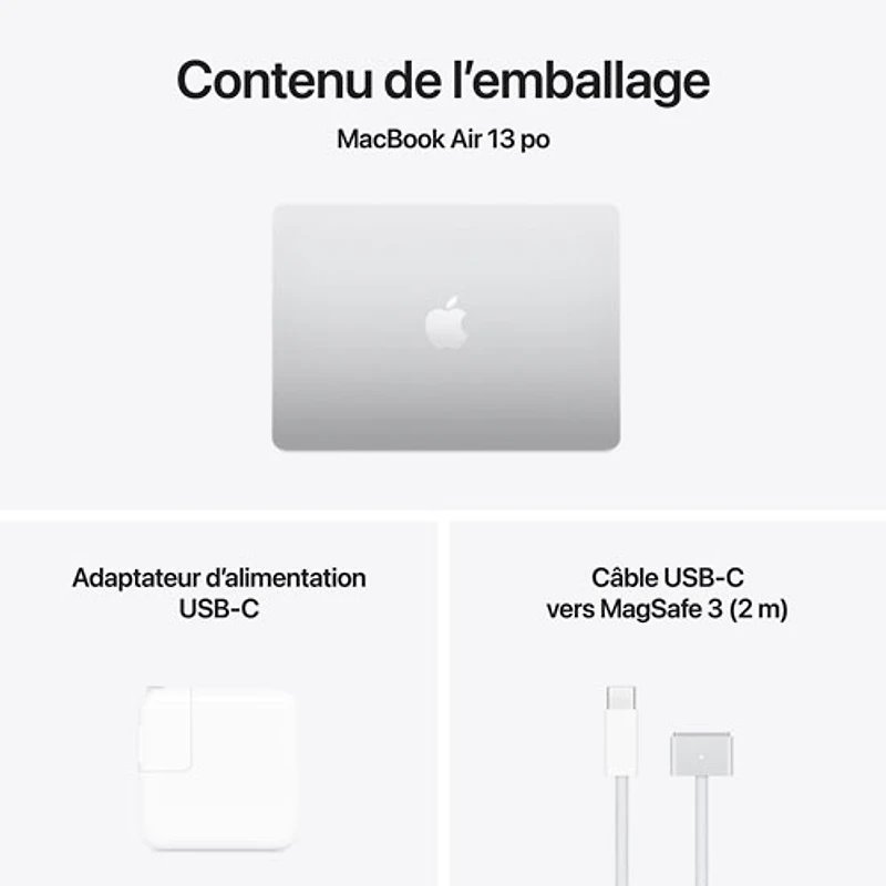 MacBook Air de 13,6 po avec Touch ID d'Apple (2025) - Argenté (M4 d'Apple/RAM 16 Go/SSD 256 Go) - Anglais