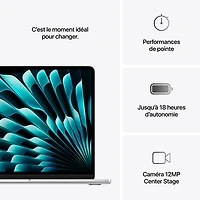 MacBook Air de 13,6 po avec Touch ID d'Apple (2025) - Argenté (M4 d'Apple/RAM 16 Go/SSD 256 Go) - Anglais