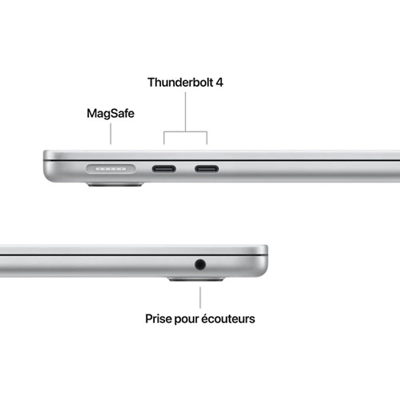 MacBook Air de 13,6 po avec Touch ID d'Apple (2025) - Argenté (M4 d'Apple/RAM 16 Go/SSD 512 Go) - Anglais