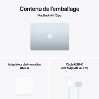 MacBook Air de 13,6 po avec Touch ID d'Apple (2025) - Bleu ciel (M4 d'Apple/RAM 16 Go/SSD 512 Go) - Français