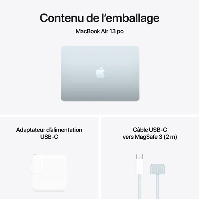 Apple MacBook Air 13.6" w/ Touch ID (2025) - Sky Blue (Apple M4 / 24GB RAM / 512GB SSD) - French