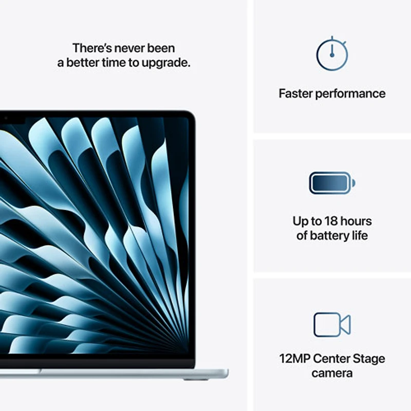 MacBook Air de 15,3 po avec Touch ID d'Apple (2025) - Bleu ciel (M4 d'Apple/RAM 16 Go/SSD 256 Go) - Anglais