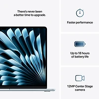 MacBook Air de 15,3 po avec Touch ID d'Apple (2025) - Bleu ciel (M4 d'Apple/RAM 16 Go/SSD 256 Go) - Anglais