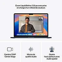MacBook Air de 13,6 po avec Touch ID d'Apple (2025) - Minuit (M4 d'Apple/RAM 16 Go/SSD 256 Go) - Anglais