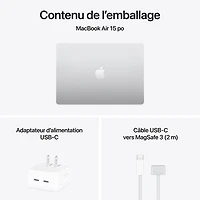 MacBook Air de 15,3 po avec Touch ID d'Apple (2025) - Argenté (M4 d'Apple/RAM 16 Go/SSD 512 Go) - Anglais