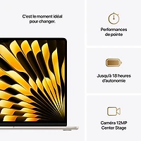 MacBook Air de 15,3 po avec Touch ID d'Apple (2025) - Comète (M4 d'Apple/RAM 16 Go/SSD 256 Go) - Anglais