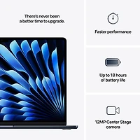 Apple MacBook Air 15.3" w/ Touch ID (2025) - Midnight (Apple M4 / 16GB RAM / 256GB SSD) - English