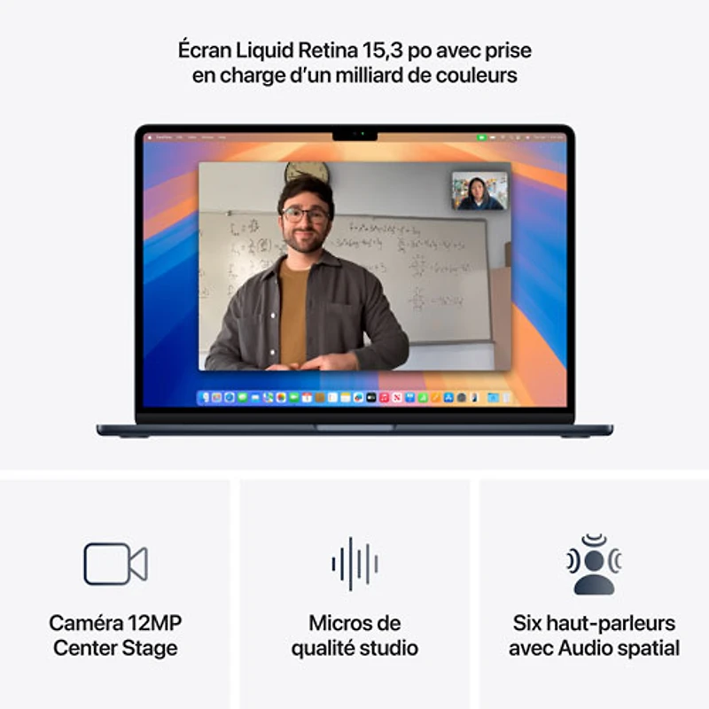 Apple MacBook Air 15.3" w/ Touch ID (2025) - Midnight (Apple M4 / 16GB RAM / 512GB SSD) - French