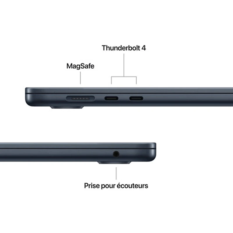 Apple MacBook Air 15.3" w/ Touch ID (2025) - Midnight (Apple M4 / 16GB RAM / 512GB SSD) - French