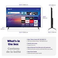Téléviseur intelligent Roku QLED HDR UHD 4K de 65 po série Select de Roku (65R5C5CA) - 2025