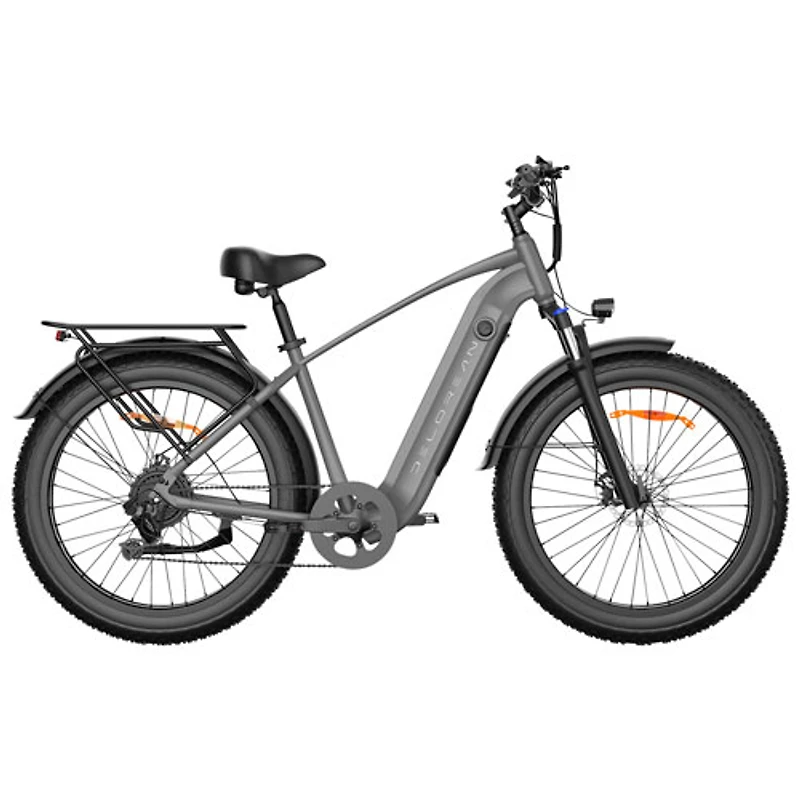 Vélo de ville électrique DM220 de Delorean (moteur 500 W/autonomie 55 km/vitesse maximale 32 km/h) - Gris foncé