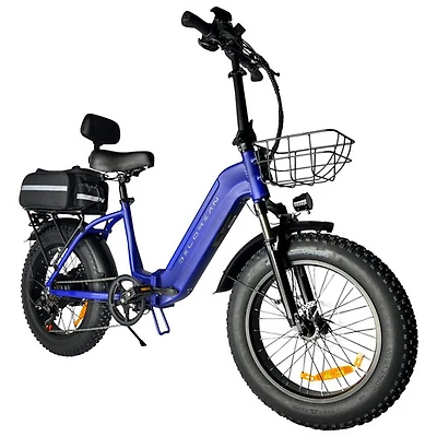 Vélo de ville électrique repliable à cadre bas de Delorean (moteur 750 W/autonomie de batterie 60 km/vitesse maximale 32 km/h) - Bleu