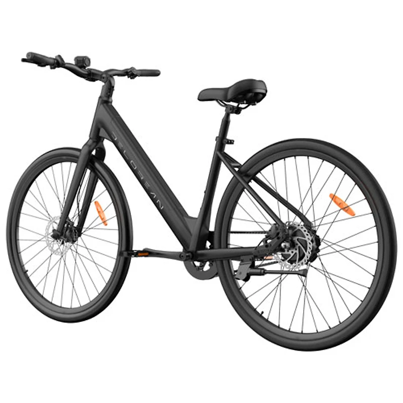 Vélo de ville électrique à cadre bas DM770 de Delorean (moteur 350W/autonomie 55 km/vitesse maximale 32 km/h) - Noir