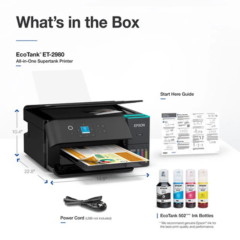 Epson EcoTank ET-2980 Wireless All-In-One Supertank Inkjet Printer - Black