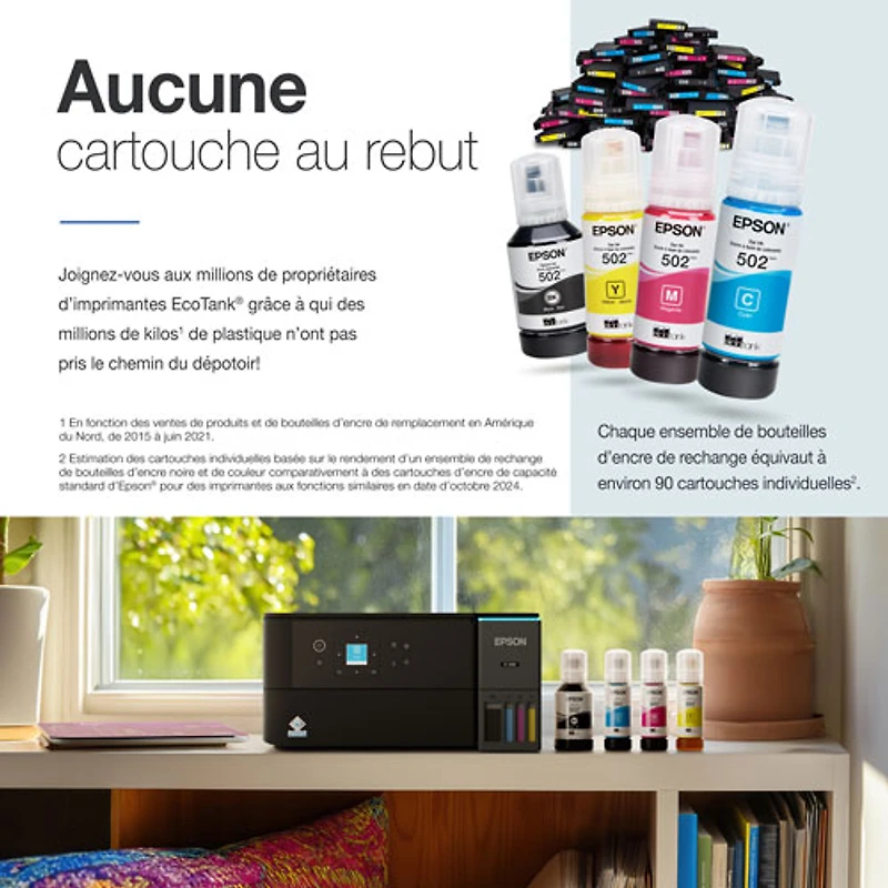 Imprimante à jet encre tout-en-un sans fil avec réservoir Supertank EcoTank ET-2980 d'Epson - Noir