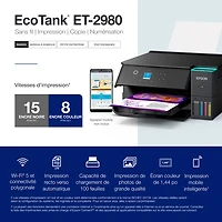 Imprimante à jet encre tout-en-un sans fil avec réservoir Supertank EcoTank ET-2980 d'Epson - Noir