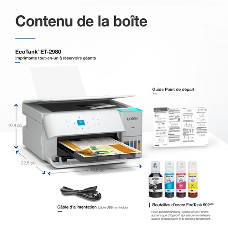 Epson EcoTank ET-2980 Wireless All-In-One Supertank Inkjet Printer - White
