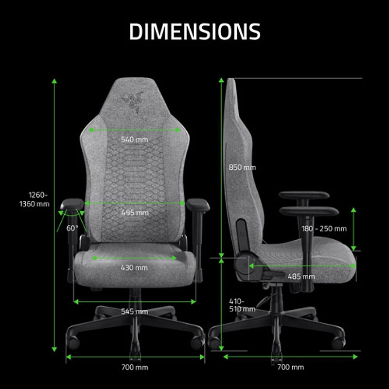 Fauteuil de jeu ergonomique en tissu Iskur V2 X de Razer