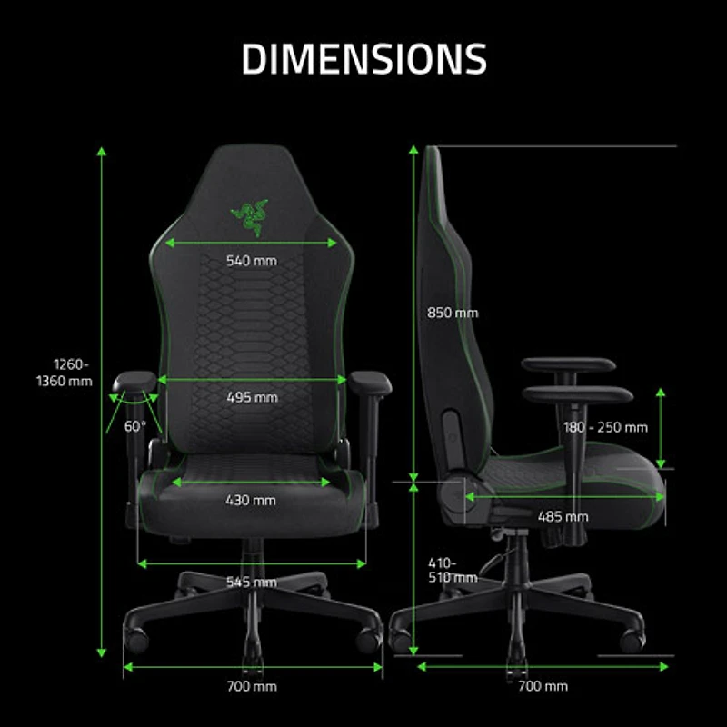 Razer Iskur V2 X Ergonomic Fabric Gaming Chair - Black