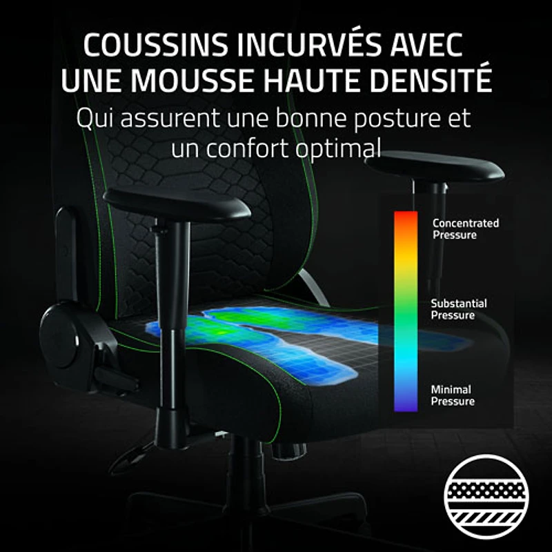 Fauteuil de jeu ergonomique en tissu Iskur V2 X de Razer - Noir