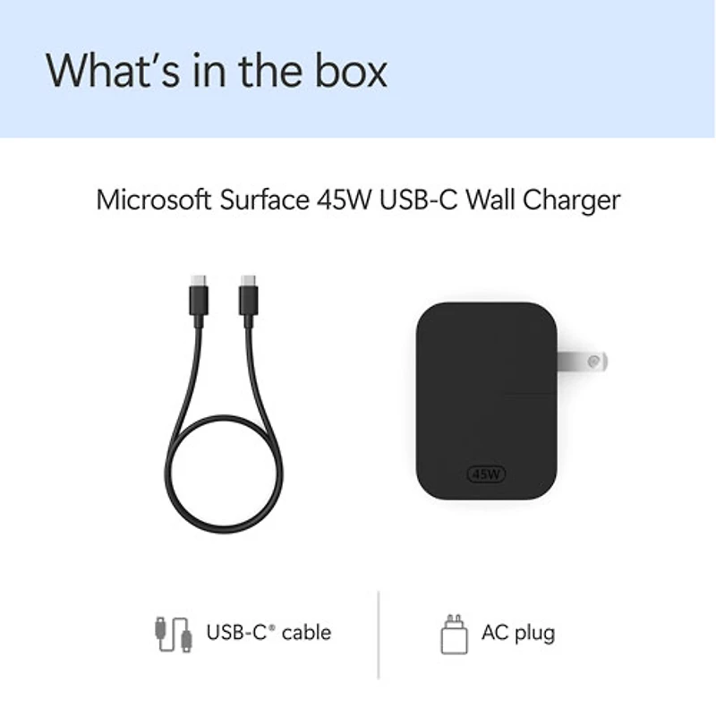 Chargeur mural USB-C de 45 W pour Surface de Microsoft (EP2-29813)