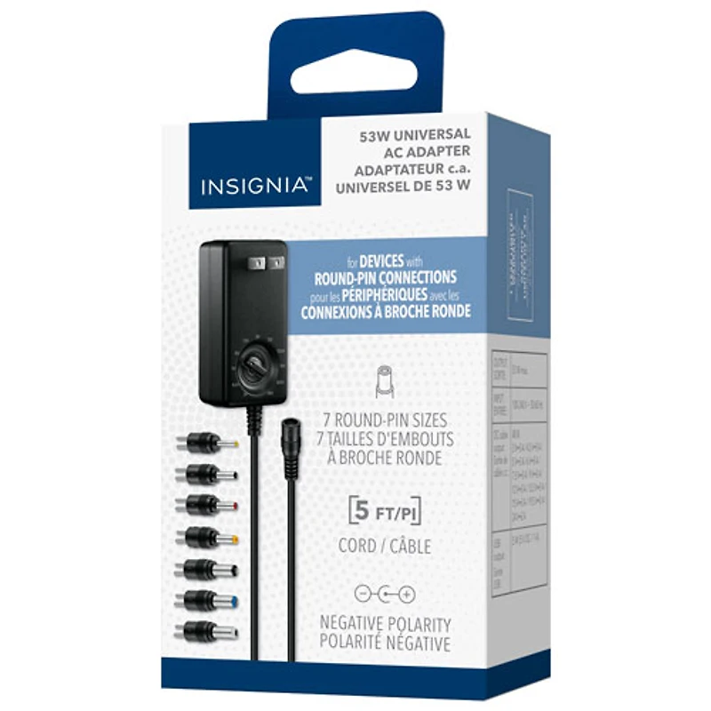 Insignia 48W Universal AC Adaptor with 7 Tips & USB-A (NS-UNI48WAC-C)
