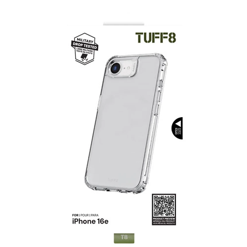 Tuff8 Rugged Fitted Hard Shell Case for iPhone 16e - Clear
