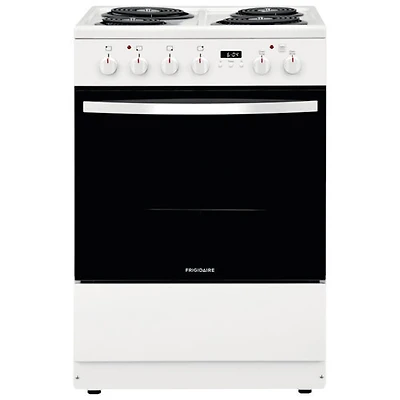 Boîte ouverte - Cuisinière électrique autonome à 4 éléments 1,9 pi³ 24 po de Frigidaire (FCFC241CAW) - Blanc - Endommagé