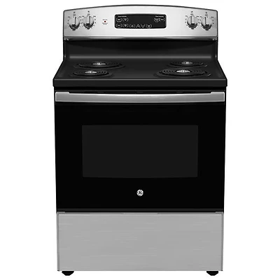 Boîte ouverte - Cuisinière électrique autonome à serpentins 5 pi³ 30 po de GE (JCBS350SVSS) - Inox - Endommagé