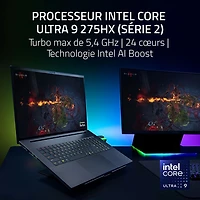 Portable de jeu de 18 po Blade de Razer - Noir (Core Ultra 9 275HX d'Intel/RAM 32 Go/SSD 1 To/RTX 5070 Ti)